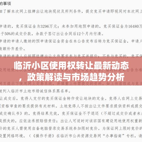 臨沂小區(qū)使用權(quán)轉(zhuǎn)讓最新動態(tài)，政策解讀與市場趨勢分析