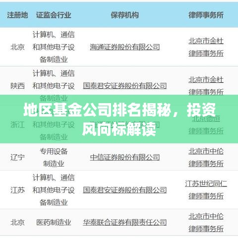 地區(qū)基金公司排名揭秘，投資風向標解讀