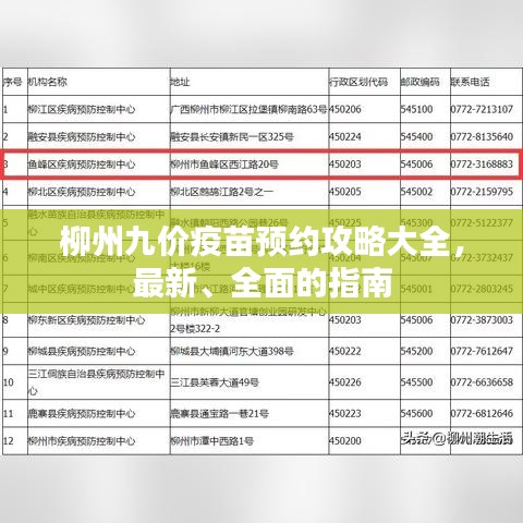 柳州九價疫苗預(yù)約攻略大全，最新、全面的指南