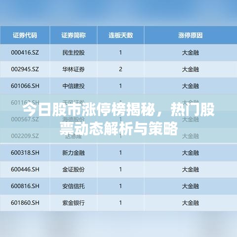 今日股市漲停榜揭秘，熱門股票動態(tài)解析與策略