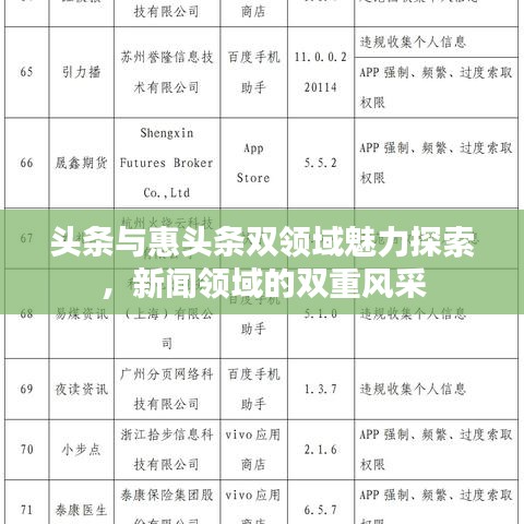 頭條與惠頭條雙領(lǐng)域魅力探索，新聞領(lǐng)域的雙重風采