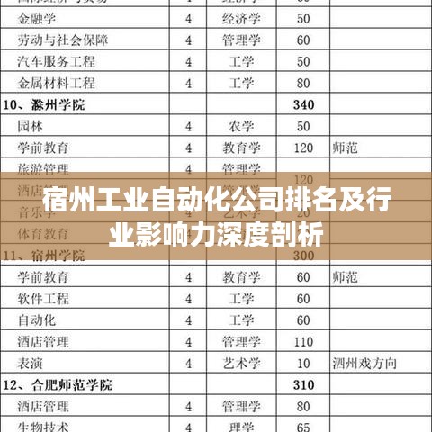 宿州工業(yè)自動化公司排名及行業(yè)影響力深度剖析