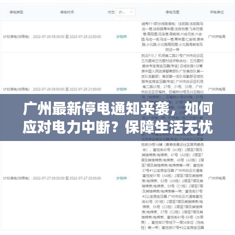 廣州最新停電通知來襲，如何應對電力中斷？保障生活無憂攻略！