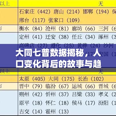 大同七普數(shù)據(jù)揭秘，人口變化背后的故事與趨勢(shì)分析
