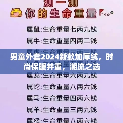 男童外套2024新款加厚絨，時尚保暖并重，潮流之選